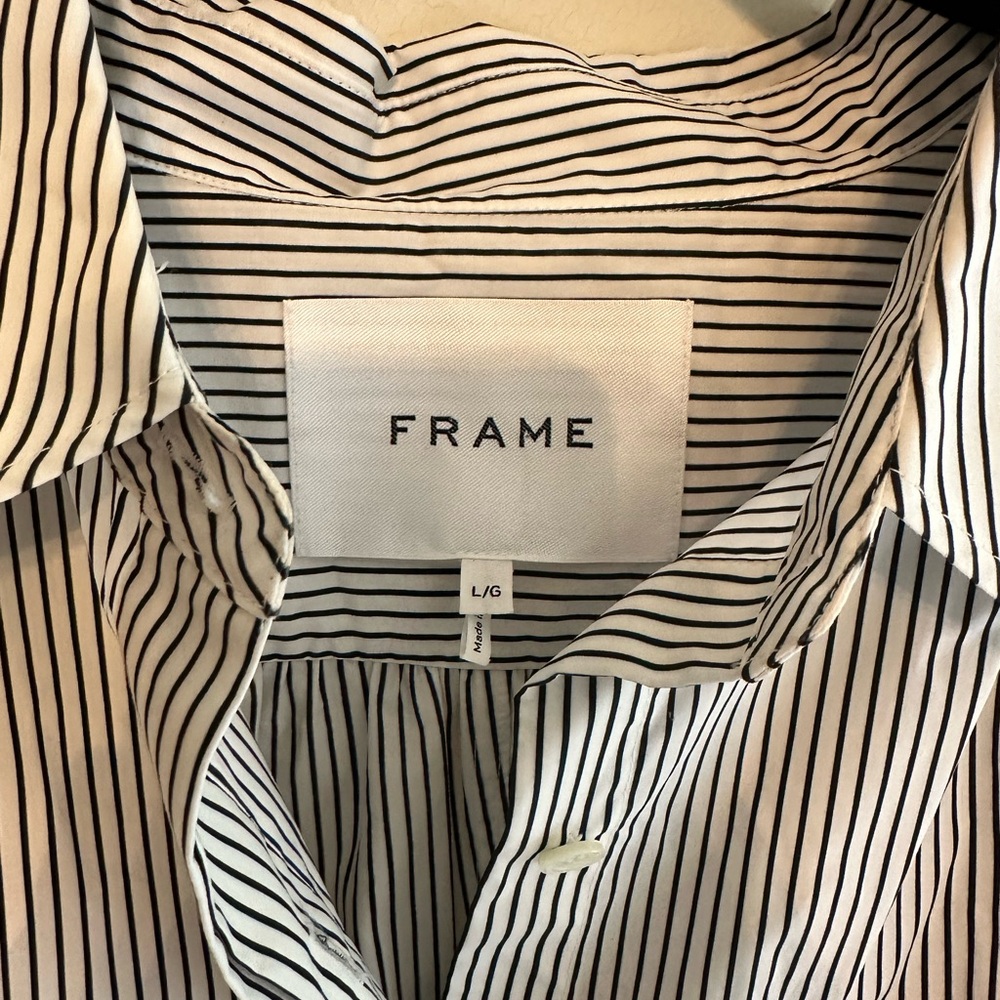 Frame Denim Black and White Striped Button Down Shirt - Picture 4 of 4